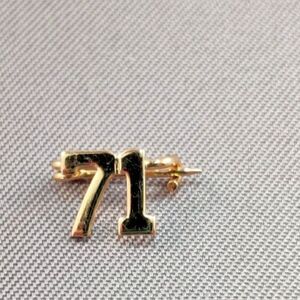 Number 71 Lapel Pin Gold Color Gold Tone Numerals